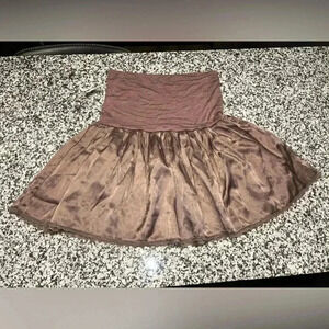 Y2K Charlotte Russe slinky pleated mini skirt Brown Sz S